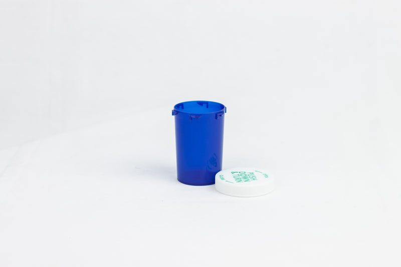Push & Turn Child Resistant Bottles - Blue - 20 dram (360 units/Box)