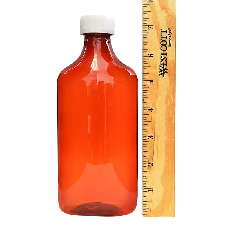 Graduated Oval RX Bottles with Child-Resistant Caps - Amber - 16 oz - 50 Count - The Vial Store