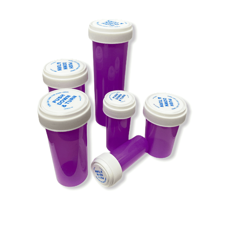 30 Dram Reversible Cap Vials Purple (190 Units/Box) - The Vial Store