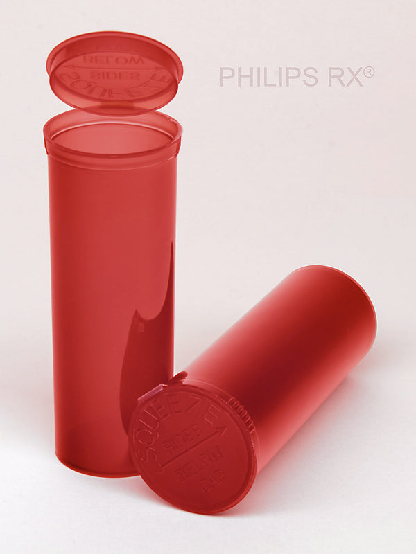 Philips Rx Pop Top Bottle - Red - 60 dram - 75 Units - The Vial Store