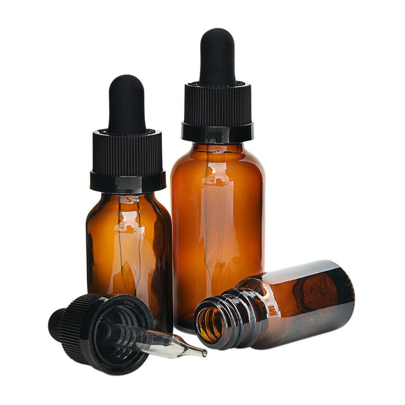 Glass Amber CR Dropper Bottles - 30ml - 48Count - The Vial Store