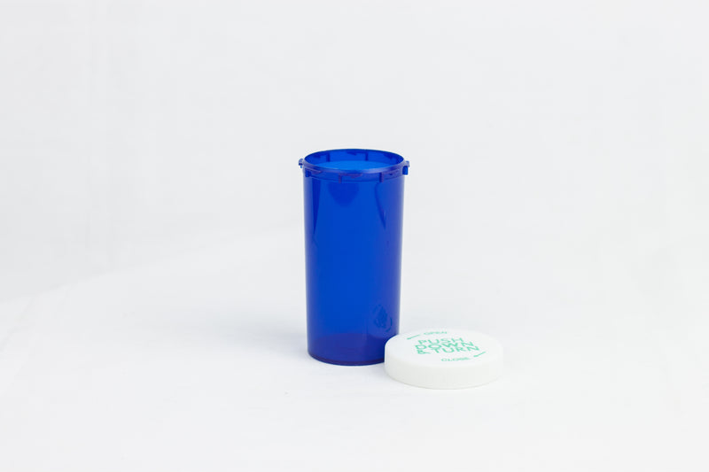 Push & Turn Child Resistant Bottles - Blue - 40 dram (180 units/Box)