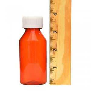 2oz Graduated Oval RX Bottles with Caps 200 count- Amber