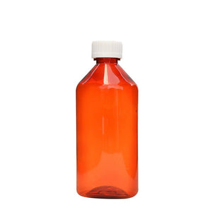 8oz Graduated Oval RX Bottles with Caps 100 count- Amber