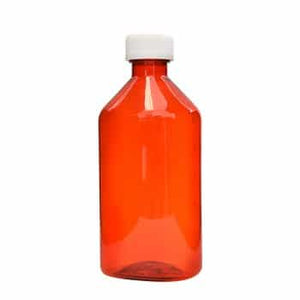 12oz Graduated Oval RX Bottles with Caps 100 Count- Amber