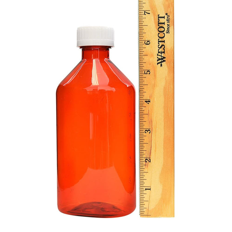 Graduated Oval RX Bottles with Child-Resistant Caps - Amber - 12 oz - 100 Count - The Vial Store