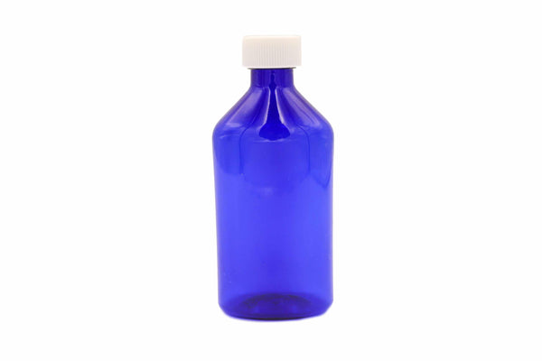 Graduated Oval RX Bottles with Child-Resistant Caps - Blue - 12oz - 100 count - The Vial Store