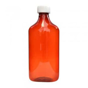 16oz Graduated Oval RX Bottles with Caps 50 Count- Amber