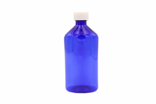 Graduated Oval RX Bottles with Child-Resistant Caps - Blue -16oz - 50 count - The Vial Store