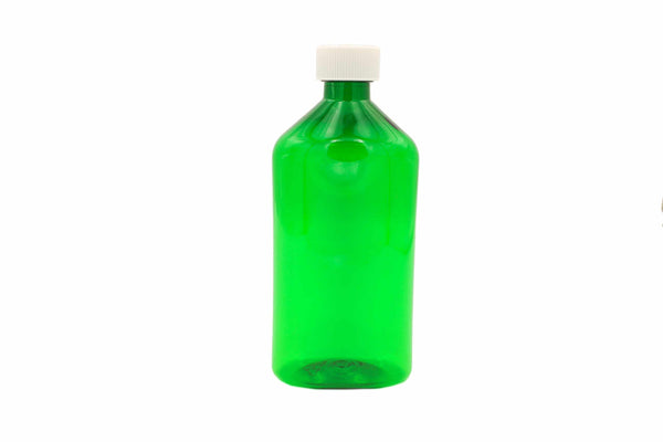Graduated Oval RX Bottles with Child-Resistant Caps - Green -16oz - 50 count - The Vial Store