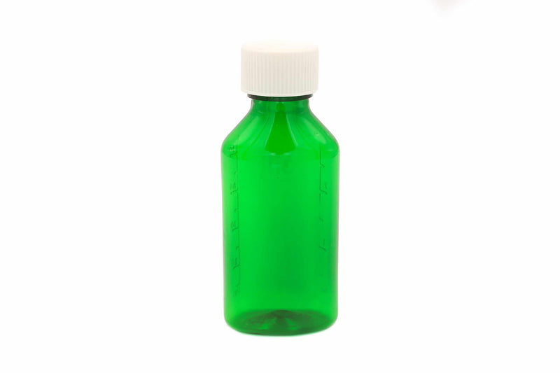 Graduated Oval RX Bottles with Child-Resistant Caps - Green - 3oz - 200 count - The Vial Store