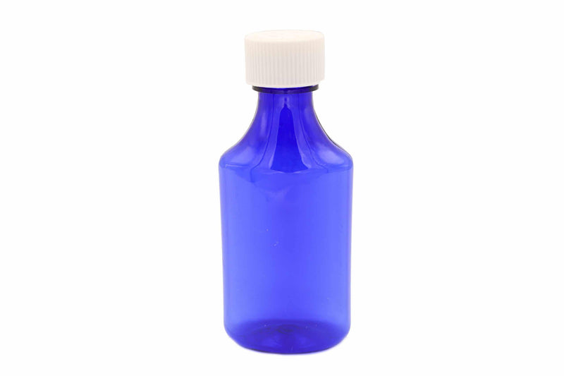 Graduated Oval RX Bottles with Child-Resistant Caps - Blue - 4oz - 200 count - The Vial Store