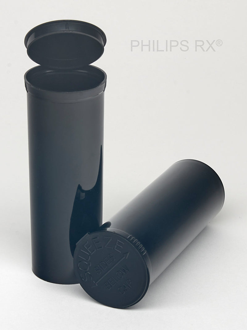 Philips Rx Pop Top Bottle - Black - 60 dram - 75 Units - The Vial Store
