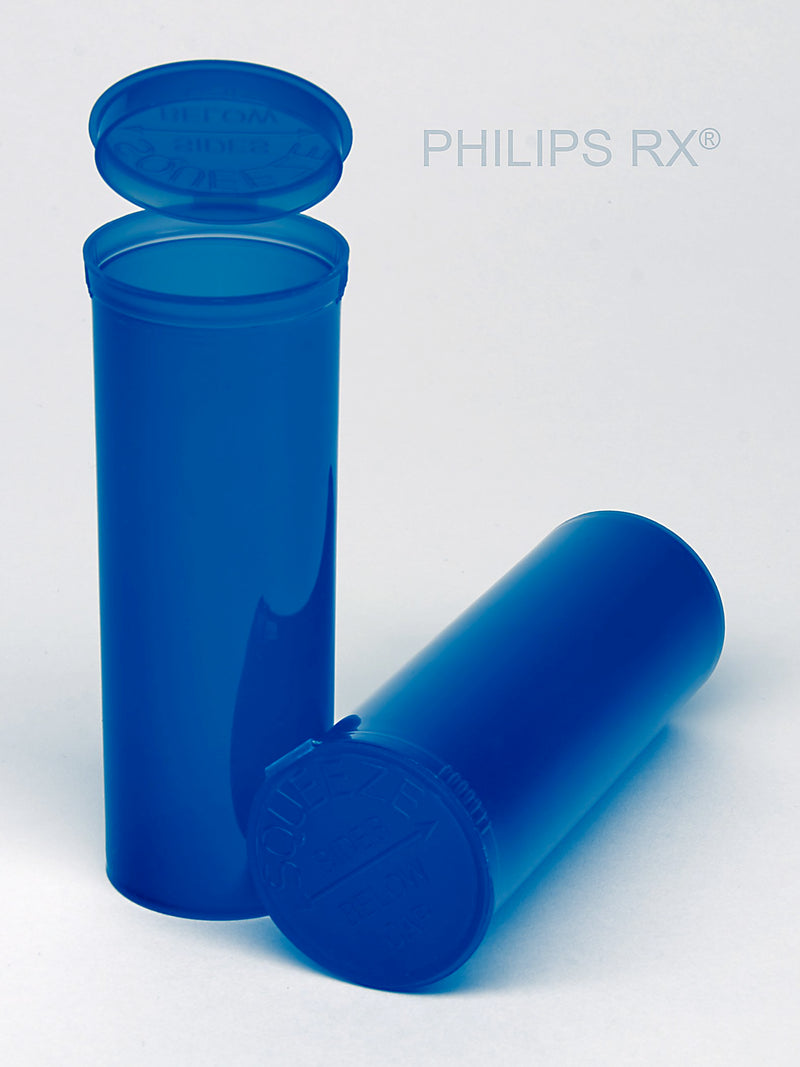 Philips Rx Pop Top Bottle - Blue- 60 dram - 75 Units - The Vial Store