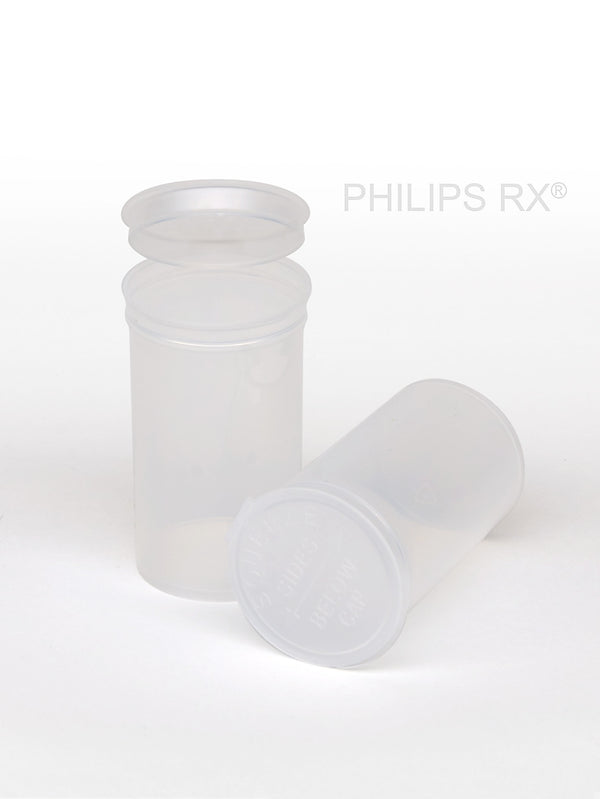 Philips Rx Pop Top Bottle - Clear- 19 dram - 225 Units - The Vial Store