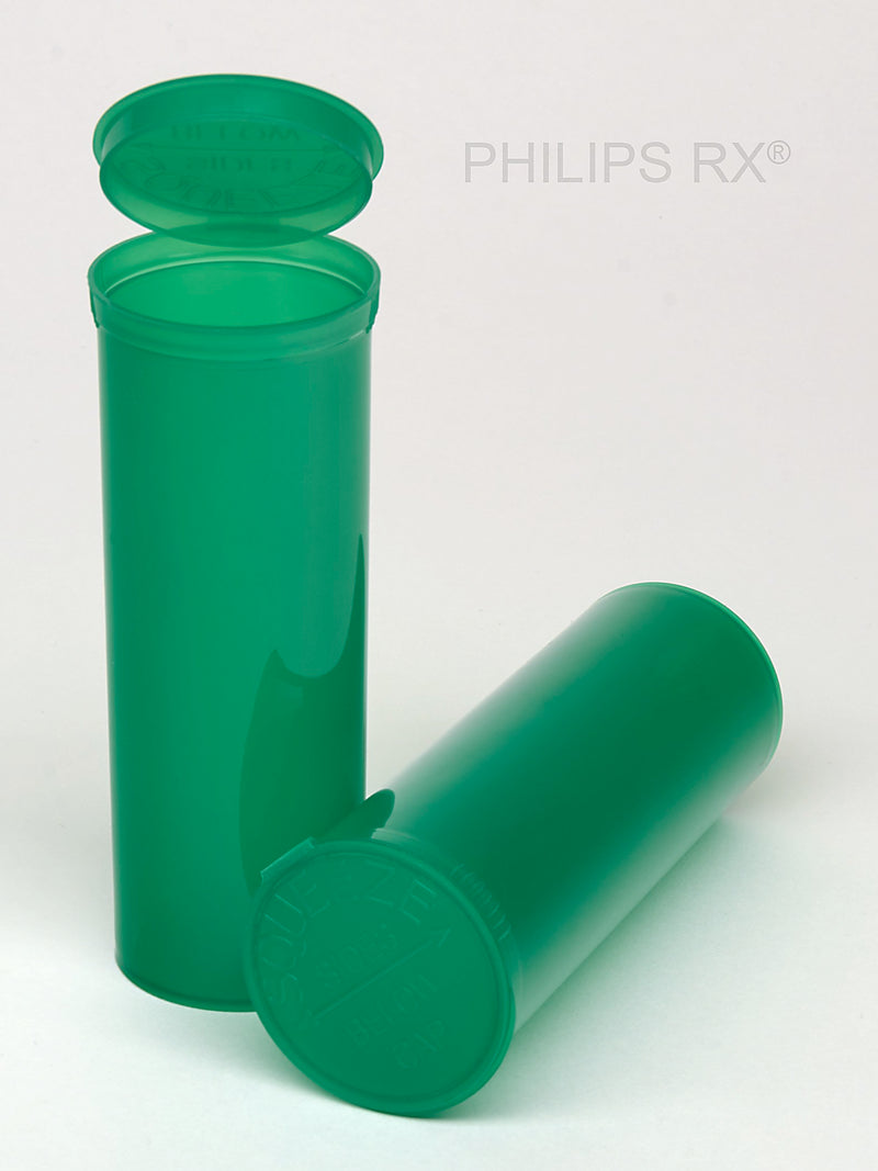 Philips Rx Pop Top Bottle - Green - 60 dram - 75 Units - The Vial Store