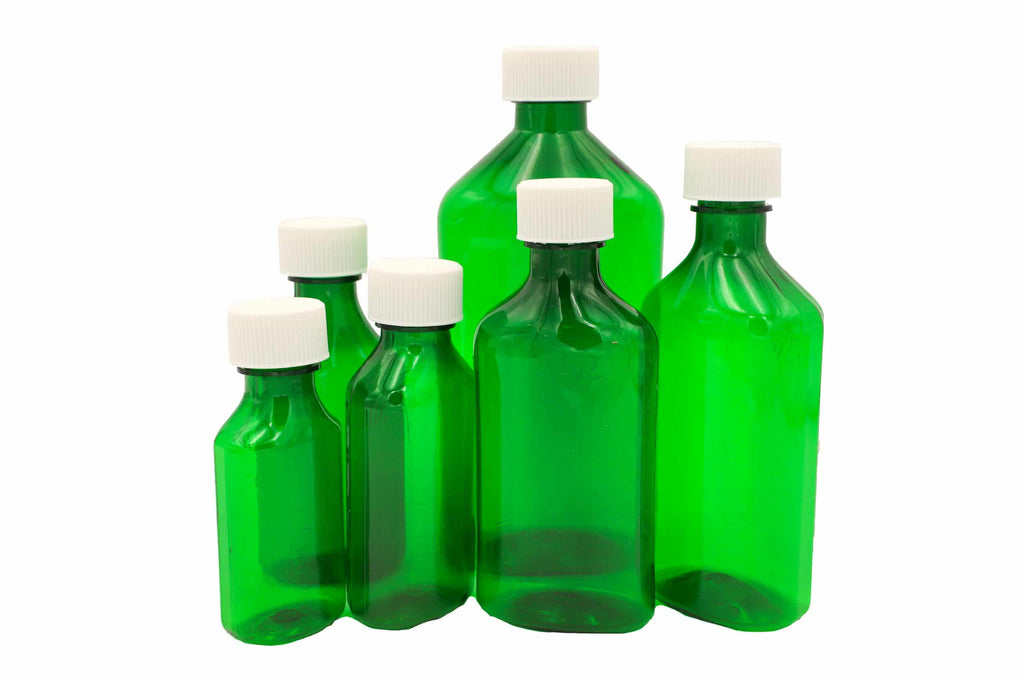 Square Rx Bottle 4oz Graduated Oval RX Bottles with Caps 200 count- Green