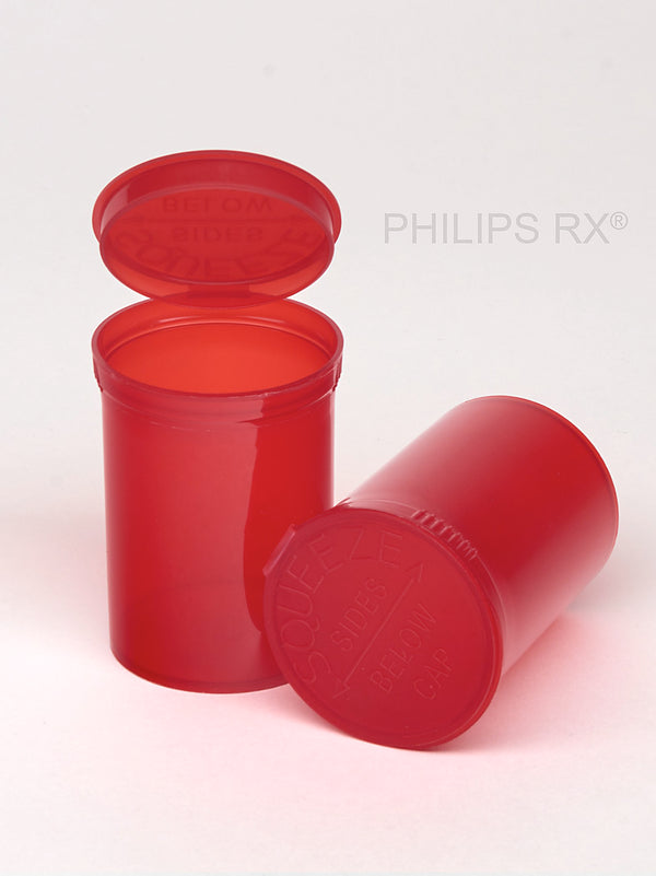 Philips Rx Pop Top Bottle - Red- 30 dram - 150 Units - The Vial Store