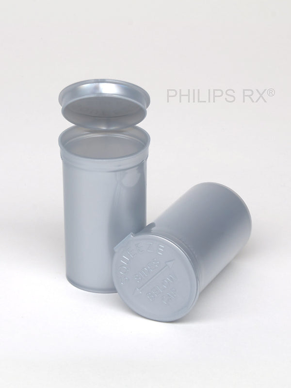 Philips Rx Pop Top Bottle - Silver - 19 dram - 225 Units - The Vial Store