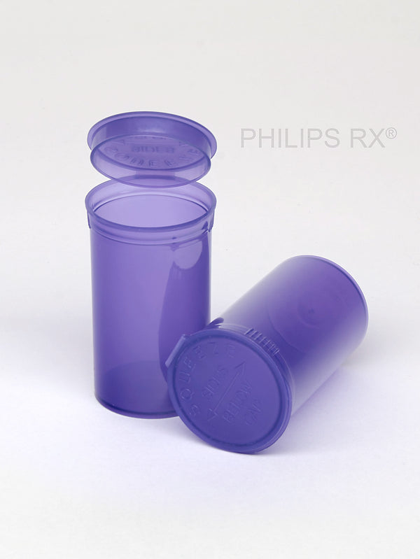 Philips Rx Pop Top Bottle - Violet- 19 dram - 225 Units - The Vial Store