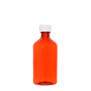 6oz Graduated Oval RX Bottles with Caps 100 count- Amber