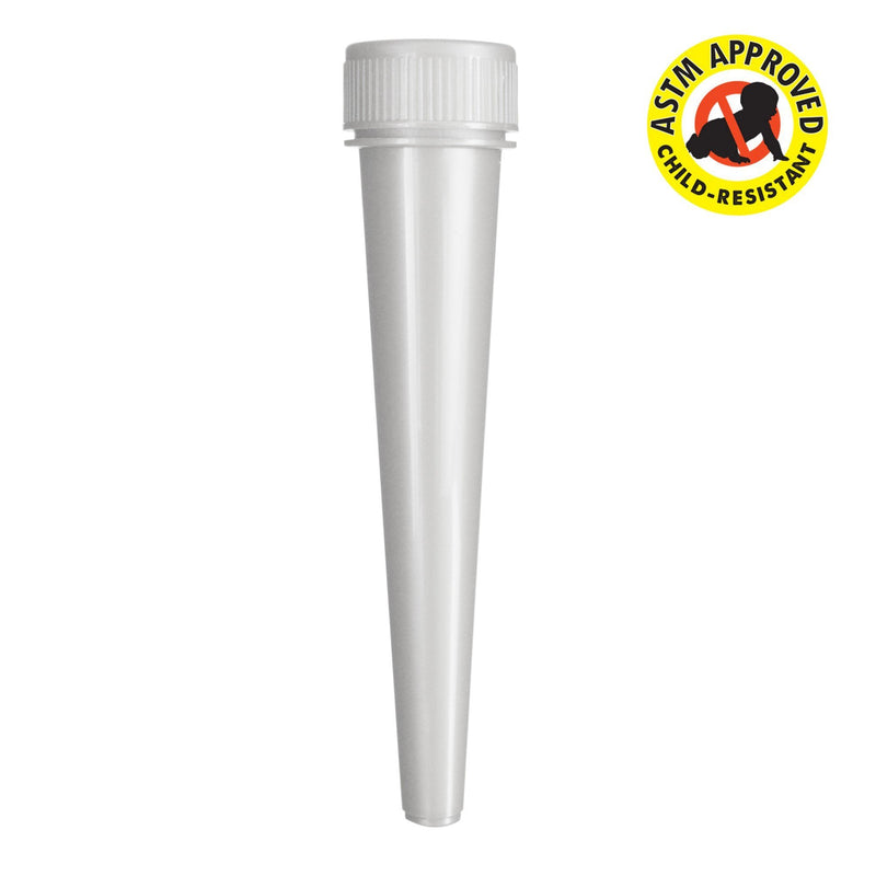 White 98mm Child Resistant Conical Tube 98mm - 850 Count - The Vial Store